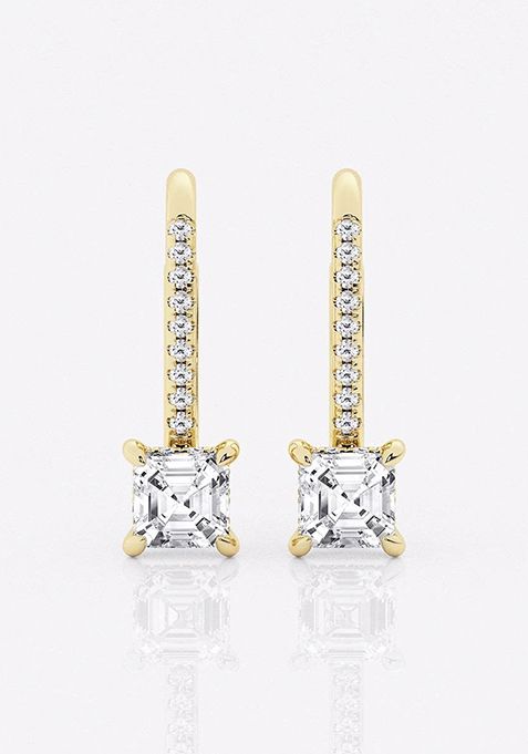 1 1/2 ctw Asscher Lab Grown Diamond Hidden Halo Fashion Earrings