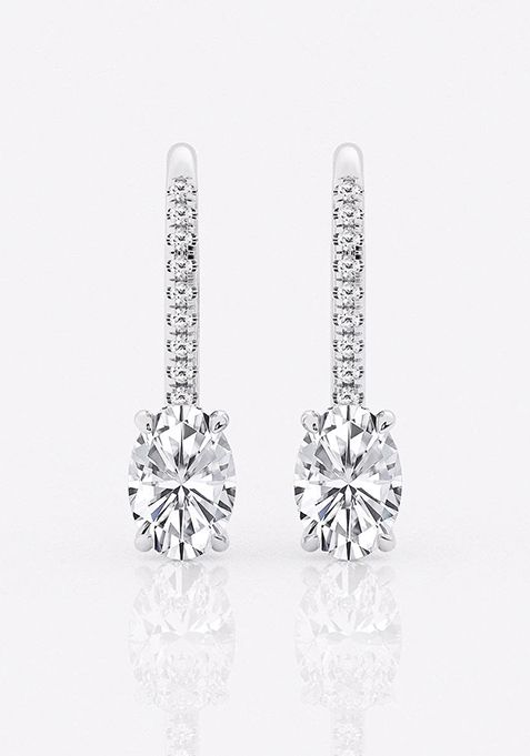 2 ctw Oval Lab Grown Diamond Hidden Halo Fashion Earrings