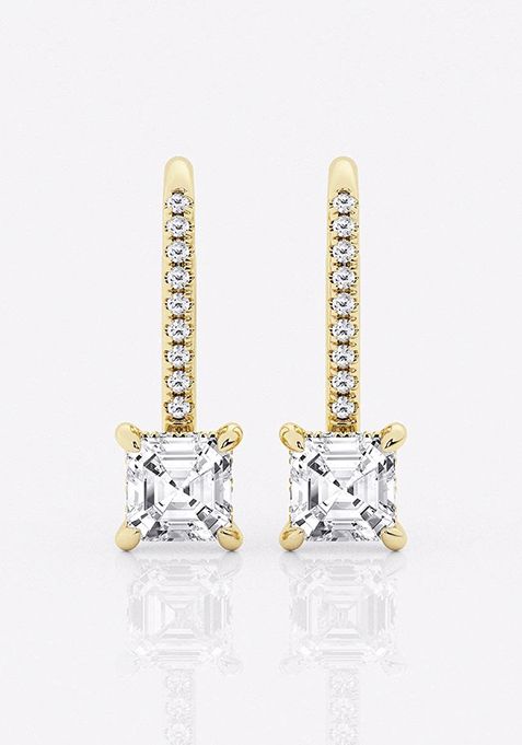 2 ctw Asscher Lab Grown Diamond Hidden Halo Fashion Earrings