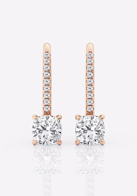 2 ctw Cushion Lab Grown Diamond Hidden Halo Fashion Earrings