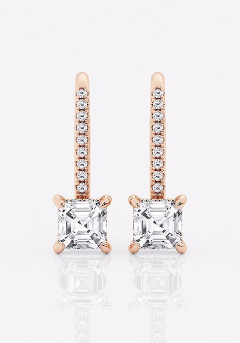 2 ctw Asscher Lab Grown Diamond Hidden Halo Fashion Earrings