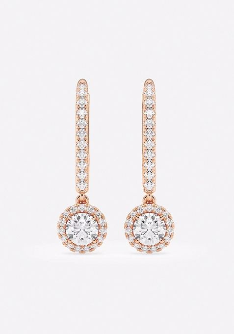 3/4 ctw Round Lab Grown Diamond Halo Drop Earrings