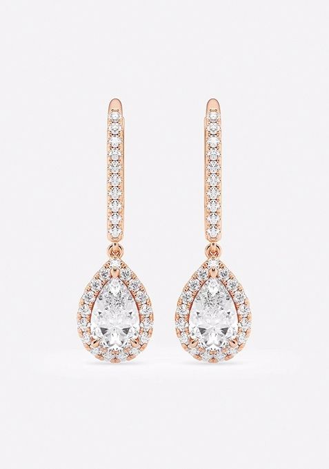 1 7/8 ctw Pear Lab Grown Diamond Halo Drop Earrings