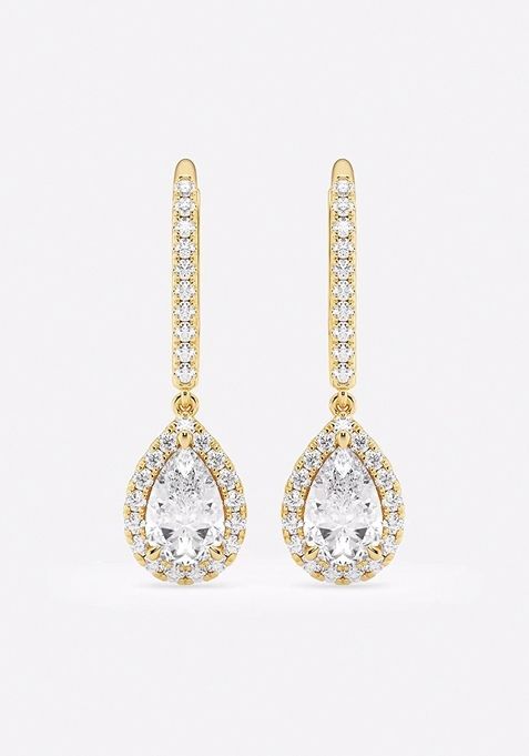 1 7/8 ctw Pear Lab Grown Diamond Halo Drop Earrings