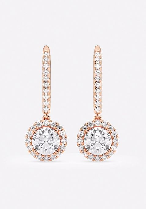 1 7/8 ctw Round Lab Grown Diamond Halo Drop Earrings