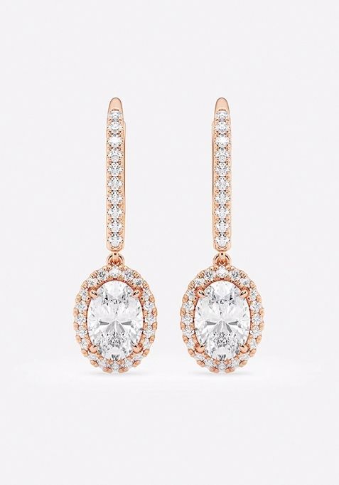 1 7/8 ctw Oval Lab Grown Diamond Halo Drop Earrings