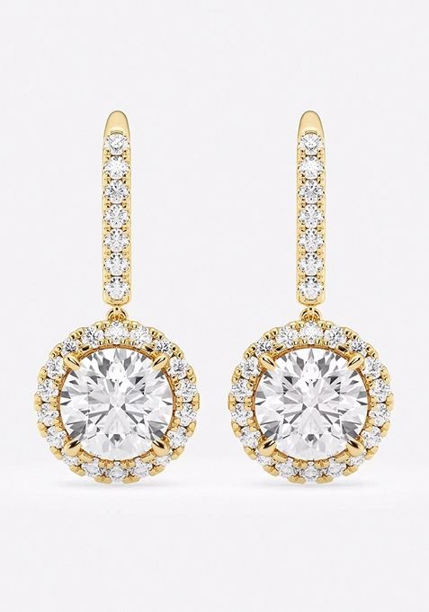 4 3/4 ctw Round Lab Grown Diamond Halo Drop Earrings