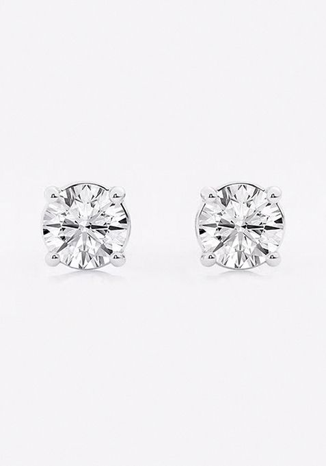 2 ctw Round Near-Colorless (F-G) Lab Grown Diamond Certified Stud Earrings