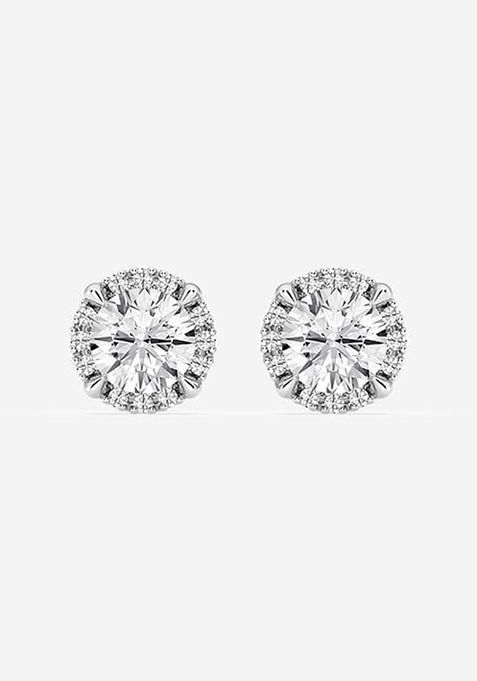 1 2/5 ctw Round Lab Grown Diamond Shadow Halo Stud Earrings