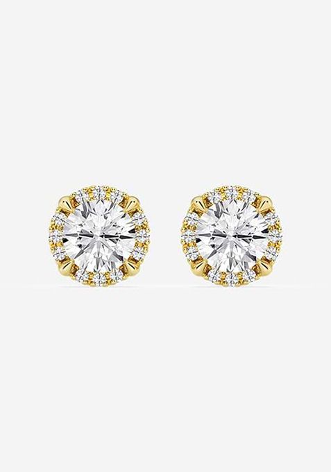 1 2/5 ctw Round Lab Grown Diamond Shadow Halo Stud Earrings