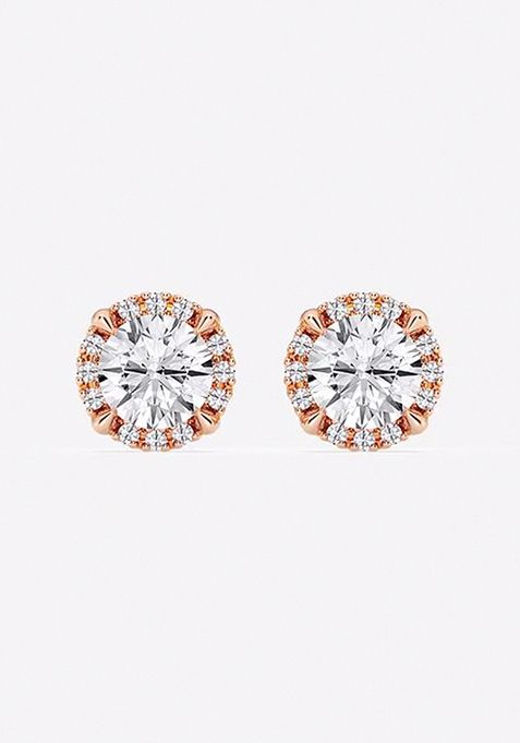 1 2/5 ctw Round Lab Grown Diamond Shadow Halo Stud Earrings