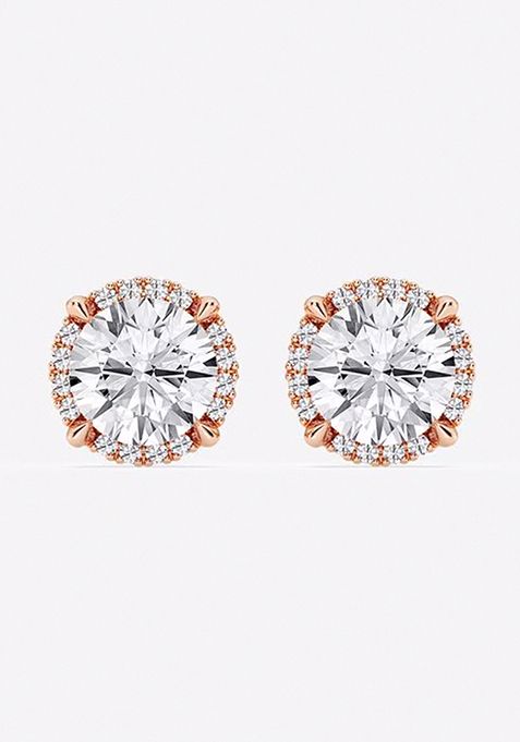 2 3/8 ctw Round Lab Grown Diamond Shadow Halo Stud Earrings