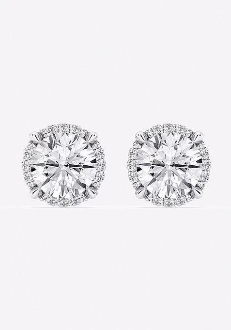 2 3/8 ctw Round Lab Grown Diamond Shadow Halo Stud Earrings