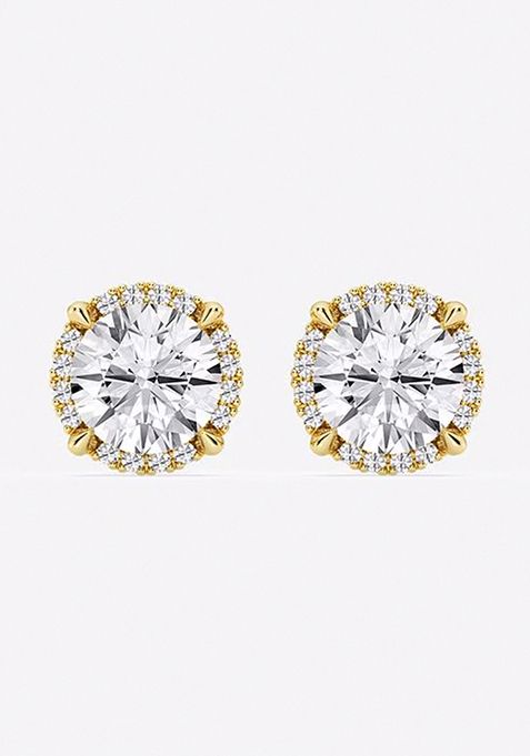 2 3/8 ctw Round Lab Grown Diamond Shadow Halo Stud Earrings