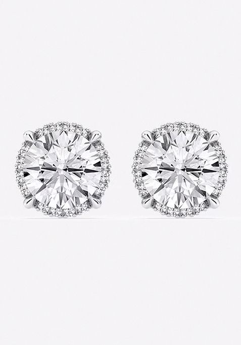 3 7/8 ctw Round Lab Grown Diamond Shadow Halo Stud Earrings