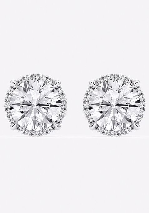 4 5/8 ctw Round Lab Grown Diamond Shadow Halo Stud Earrings