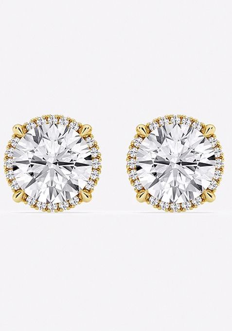 4 5/8 ctw Round Lab Grown Diamond Shadow Halo Stud Earrings