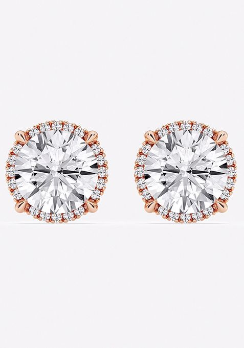 4 5/8 ctw Round Lab Grown Diamond Shadow Halo Stud Earrings