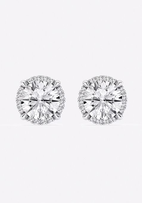 4 5/8 ctw Round Lab Grown Diamond Shadow Halo Stud Earrings