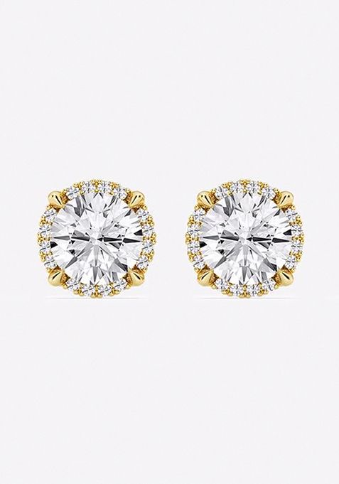 4 5/8 ctw Round Lab Grown Diamond Shadow Halo Stud Earrings