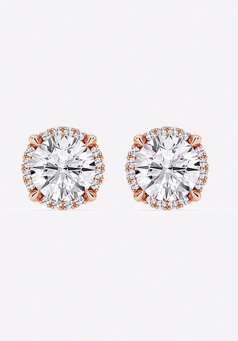 4 5/8 ctw Round Lab Grown Diamond Shadow Halo Stud Earrings