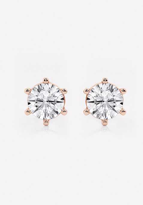 2 ctw Round Colorless Lab Grown Diamond Six Prong Stud Earrings