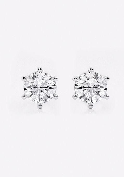 2 ctw Round Near-Colorless Lab Grown Diamond Six Prong Stud Earrings