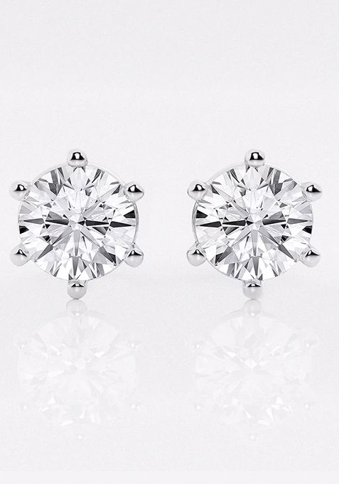 3 ctw Round Colorless Lab Grown Diamond Six Prong Stud Earrings