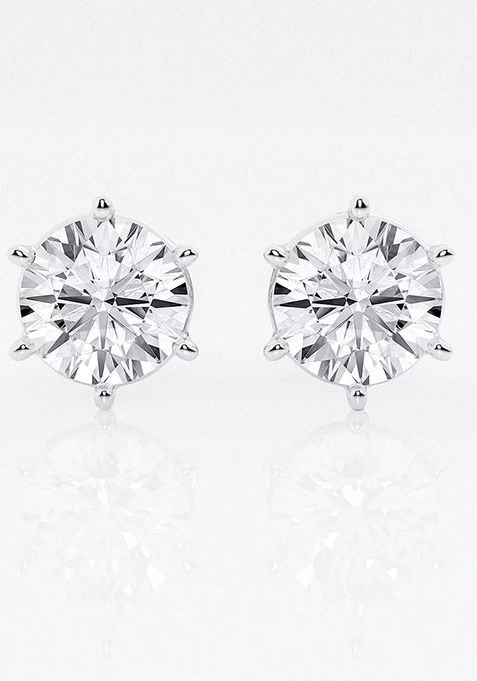 3 ctw Round Near-Colorless Lab Grown Diamond Six Prong Stud Earrings