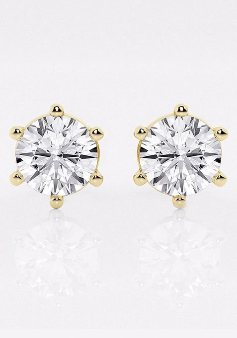 3 ctw Round Near-Colorless Lab Grown Diamond Six Prong Stud Earrings