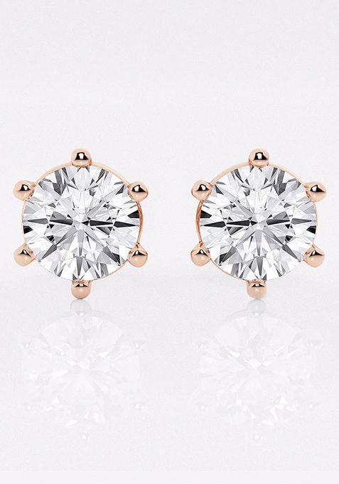 3 ctw Round Near-Colorless Lab Grown Diamond Six Prong Stud Earrings