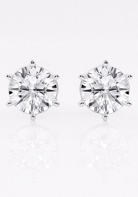 4 ctw Round Colorless Lab Grown Diamond Six Prong Stud Earrings