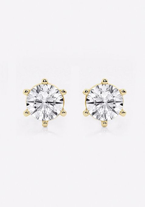 4 ctw Round Colorless Lab Grown Diamond Six Prong Stud Earrings