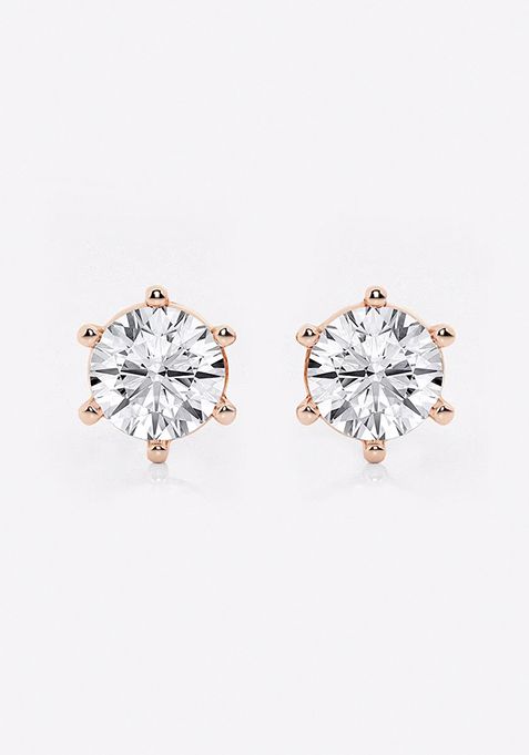 4 ctw Round Near-Colorless Lab Grown Diamond Six Prong Stud Earrings