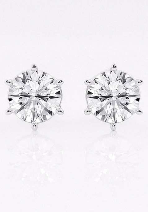 5 ctw Round Colorless Lab Grown Diamond Six Prong Stud Earrings