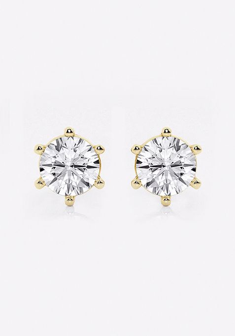 5 ctw Round Colorless Lab Grown Diamond Six Prong Stud Earrings