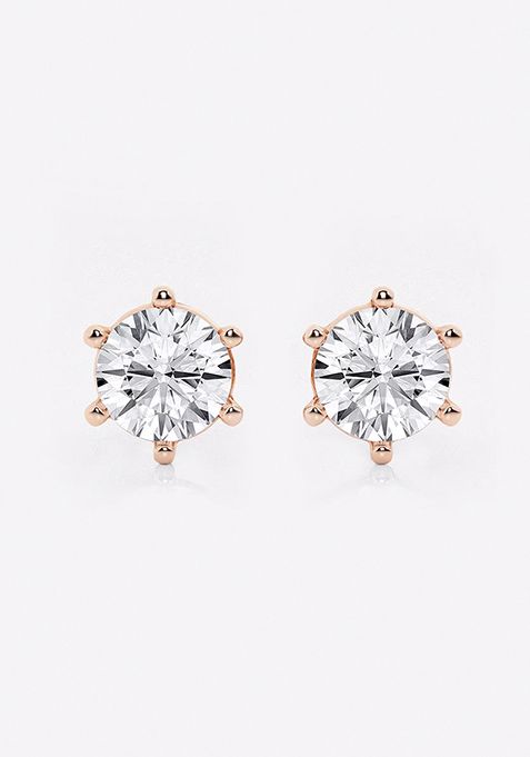 5 ctw Round Colorless Lab Grown Diamond Six Prong Stud Earrings