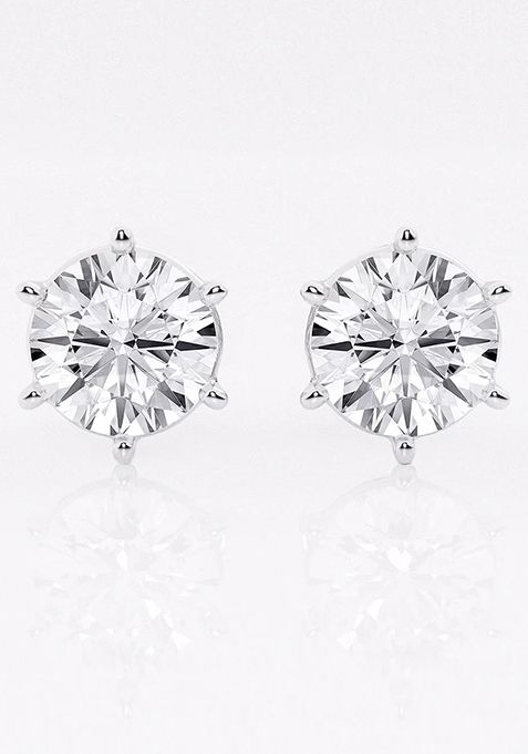 5 ctw Round Near-Colorless Lab Grown Diamond Six Prong Stud Earrings