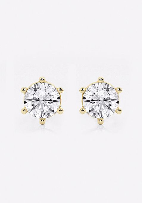 5 ctw Round Near-Colorless Lab Grown Diamond Six Prong Stud Earrings