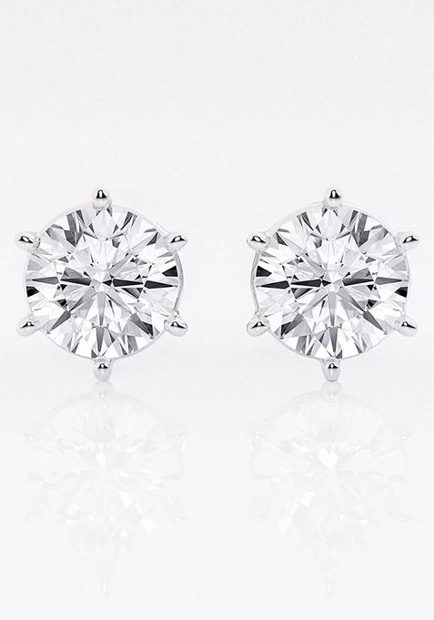 8 ctw Round Near-Colorless Lab Grown Diamond Six Prong Stud Earrings