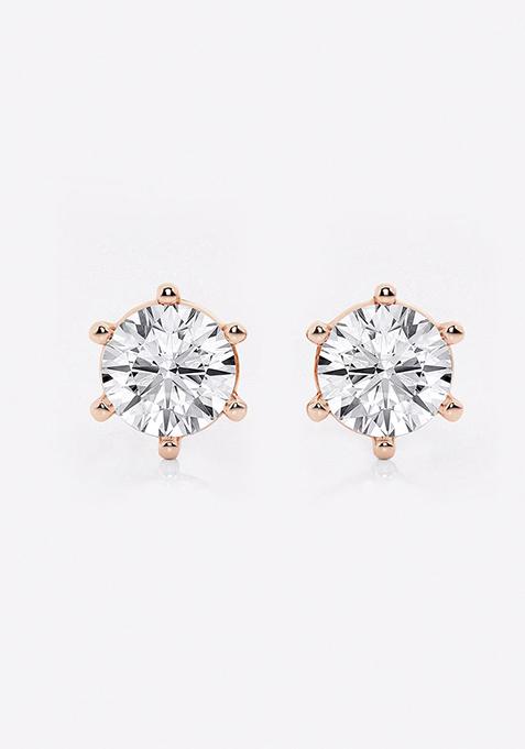 10 ctw Round Near-Colorless Lab Grown Diamond Six Prong Stud Earrings