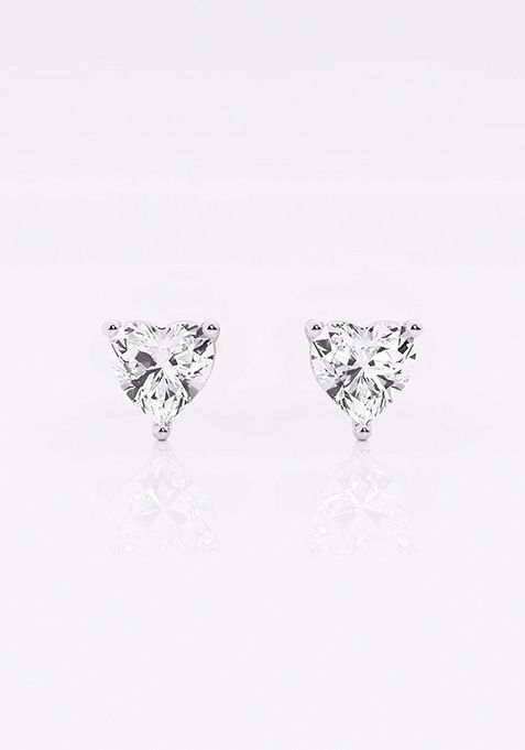 1 ctw Heart Lab Grown Diamond Stud Earrings