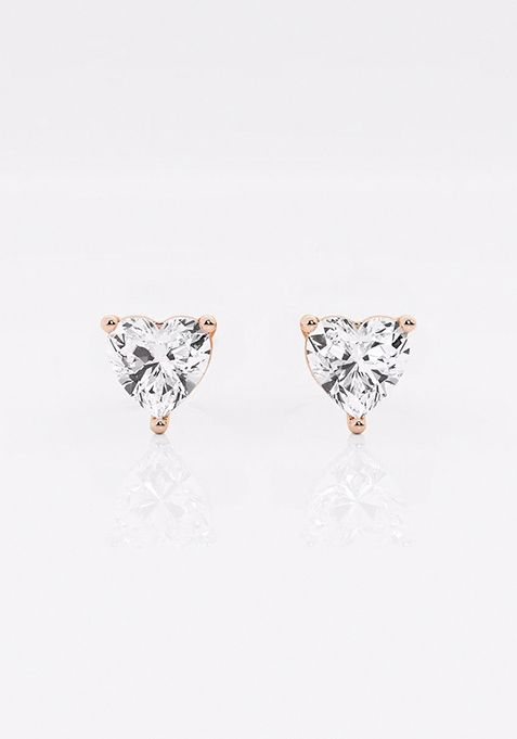 2 ctw Heart Lab Grown Diamond Certified Stud Earrings