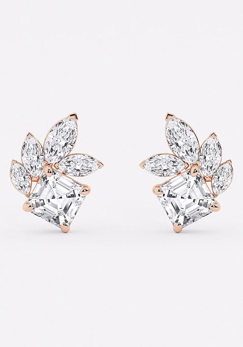 4 1/2 ctw Asscher and Marquise Lab Grown Diamond Stud Earrings