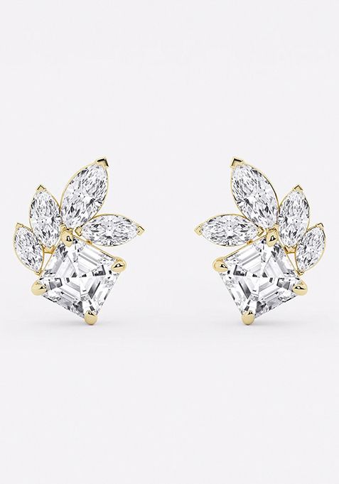 4 1/2 ctw Asscher and Marquise Lab Grown Diamond Stud Earrings