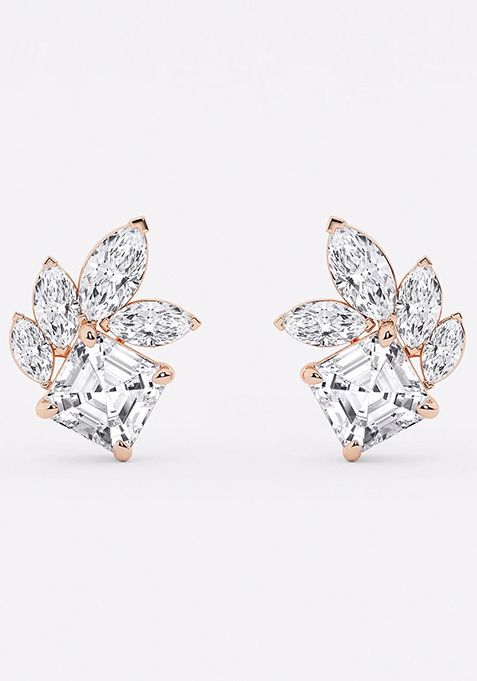 4 1/2 ctw Asscher and Marquise Lab Grown Diamond Stud Earrings