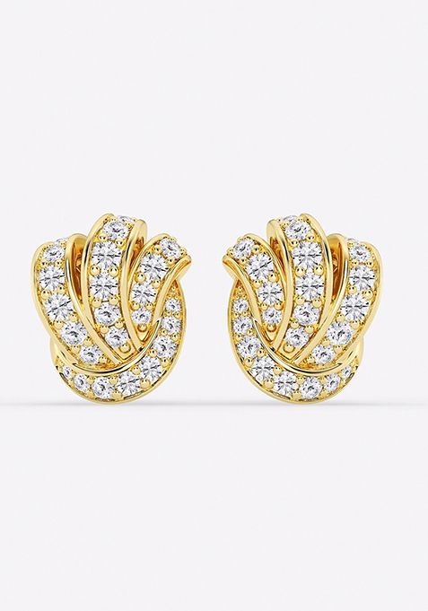 1 1/2 ctw Round Lab Grown Diamond Pave Knot Stud Earrings