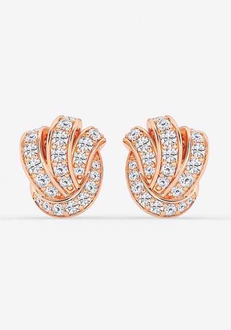 1 1/2 ctw Round Lab Grown Diamond Pave Knot Stud Earrings