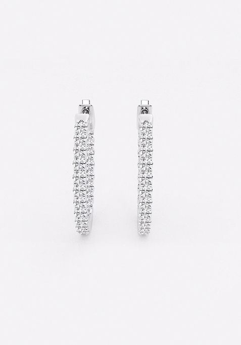 1 ctw Round Lab Grown Diamond Inside Out Hoop Earrings