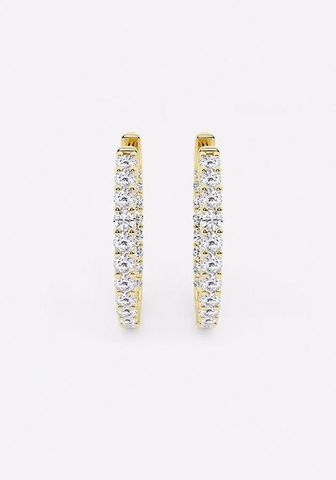 2 ctw Round Lab Grown Diamond Inside Out Hoop Earrings